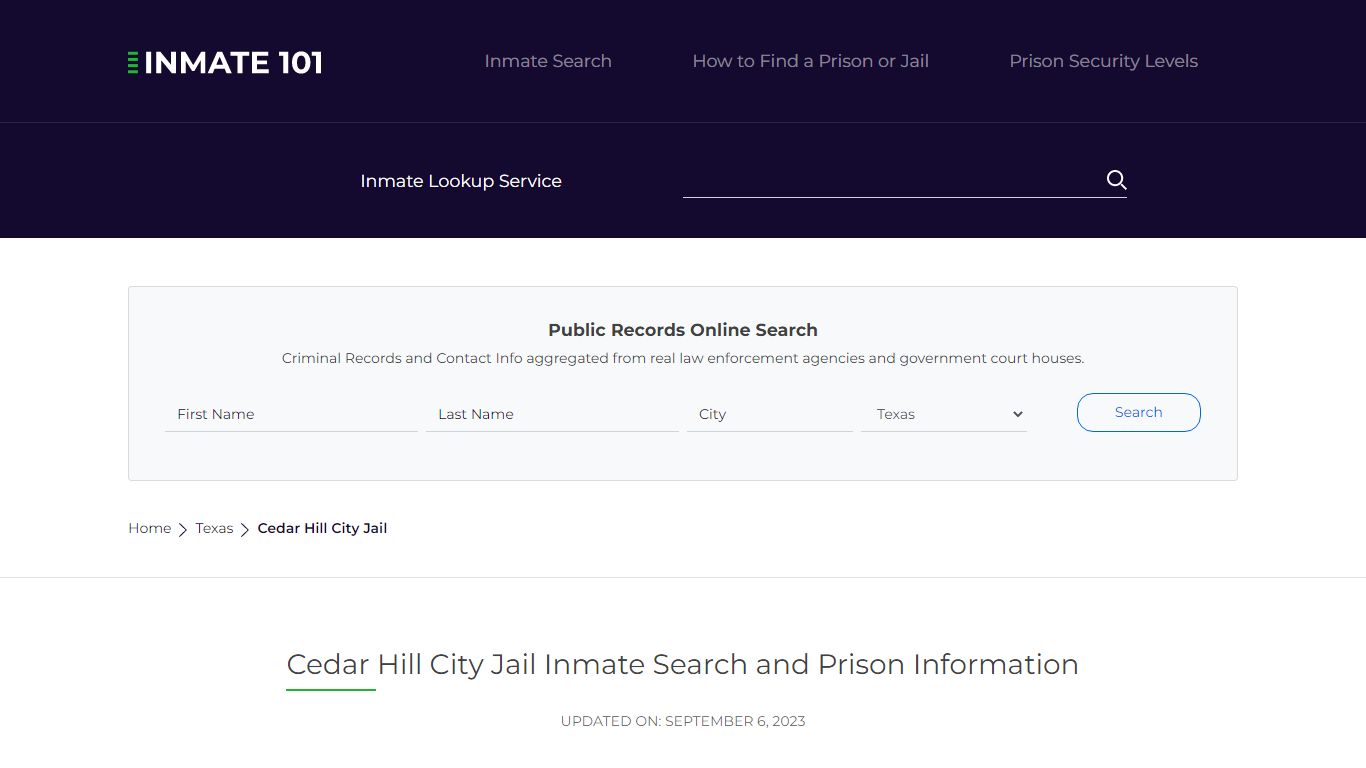 Cedar Hill City Jail Inmate Search and Prison Information